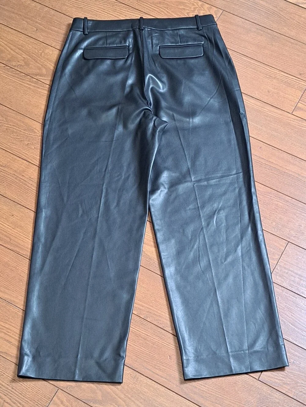 J.Crew Black Faux Leather Wide Leg Pants High Rise NWOT 12